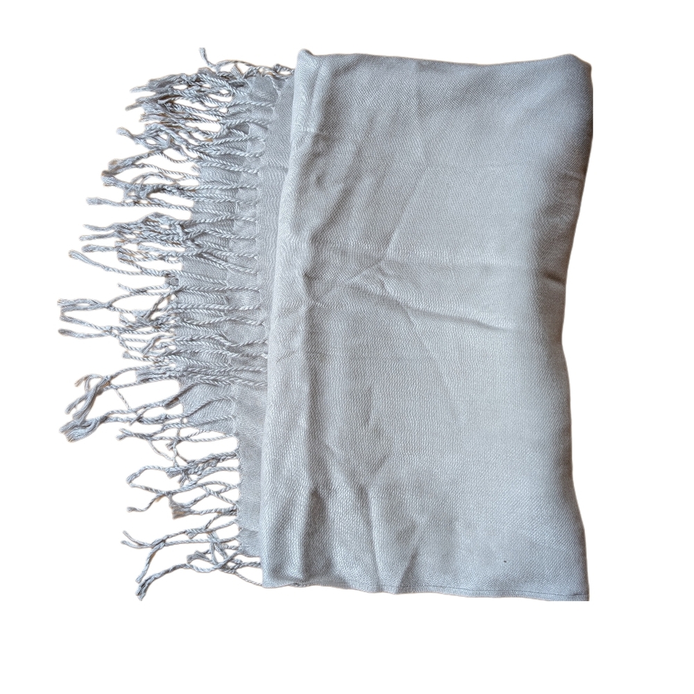 Pashmina Scarf with Fringe - Grey Silver